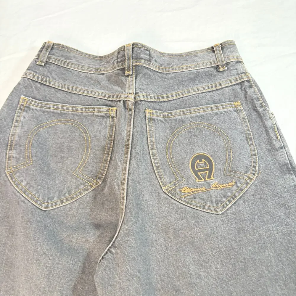 VTG Etienne Aigner womens washed black straight leg jeans. denim. Size 8.